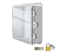 Waterproof Junction Box Outdoor ABS Plastic Electrical Enclosure with Rail, IP67 Electrical Universal Project Box Clear Cover, for WiFi Lighting Pump Control(White,24x10x33cm)