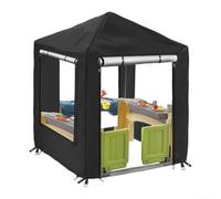 Waterproof Kids Playhouse Cover Designed for Outdoor Use, Featuring Strong Zippers and Snaps for Secure Fit, Compatible with Step2 For Playhouses and Other Similar Models (black)