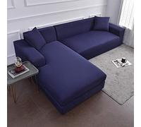 Waterproof L-Sd Sofa Cover Anti-Slip Couch Protector for Modular Sofas Navy Blue 2-Seater + 2-Seater Stretchable Fabric Easy to Clean