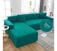 Waterproof L-Shape Sofa Cover Set, 2-Piece Eco-Friendly Couch Protector for Right Corner Sectional Sofa, Green for 6-Seat Chaise Lounge, Slipcover, Easy to Clean