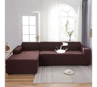 Waterproof L Shaped Sectional Sofa Covers - Soft Stretch Milk Silk Polyester Slipcover with Pillowcases - Navy Blue for 4-Seater & 4-Seater Sectionals