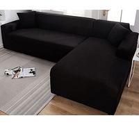 Waterproof L-Shaped Sofa Cover Beige & Gray Stretchable Couch Slipcover for 1-4 Seat Corner Sofas Left/Right Fit Durable Sofa Protector Easy to Clean