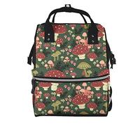 Waterproof Large Capacity Diaper Backpack for Moms, Bright Mushrooms Art, Multi-Pocket Travel Daypack, Baby Essentials Bag with Insulated Bottle Pockets, Modern Adjustable Straps Laptop Backpack