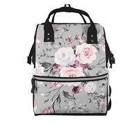 Waterproof Large Capacity Diaper Backpack for Moms, Plant Floral Flowers, Multi-Pocket Travel Daypack, Baby Essentials Bag with Insulated Bottle Pockets, Modern Adjustable Straps Laptop Backpack