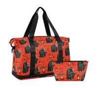 Waterproof Large Gym Bag Lazy Carnivore Chimpanzee Shroom Red Weekender/Overnight Duffel with Adjustable Strap for Yoga