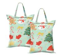 Waterproof Laundry Bag Travel Merry Christmas Green Gingerbread Snowman Dirty Clothes Bag For Traveling Swimming With Handle 2 PCS