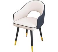 Waterproof Leather Modern High Back Chair with Carbon Steel Legs Padded Soft Seat Armchair for Living Room Stylish White and Blue Design