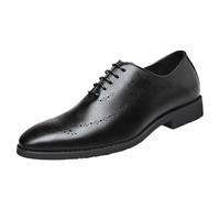 Waterproof Leather Oxford Dress Shoes for Men Lace-up Brogue Non Slip Rubber Sole Low Top Office Business(Negro,7 UK)
