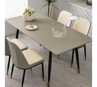 Waterproof Leather Tablecloth with Flannel Backing,Elastic Table Protector Rectangle Wipe Clean Tablecloth Table Cover for Dining Kitchen Picnic (Khaki,60x120cm)