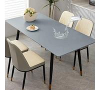 Waterproof Leather Tablecloth with Flannel Backing,Elastic Table Protector Rectangle Wipe Clean Tablecloth Table Cover for Dining Kitchen Picnic (Grey,60x120cm)