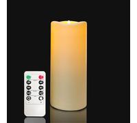 Waterproof LED Battery Operated Candle - Plastic Flameless Electric Outdoor Pillar Candle with Remote Timer Realistic Flickering Lantern Christmas Party Decorations Gifts Presents (1pack D2.2"H6")