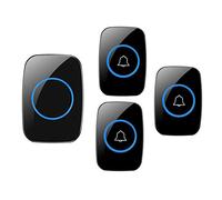 Waterproof LED Home Wireless Doorbell, 1000 Feet Long Range Door Chime,3 Push Button+1 Receivers,36 Ringtones,4 Volume Levels,Easy Install for Home/School/Office (Black)