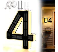 Waterproof LED Solar Lighted House Numbers for Outside, Large 4.7/6.7/9 Inch Address Numbers Signs, Modern Solar Powered Illuminated House Number Plaque for Exterior Night Visibility (4,9 In)
