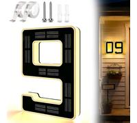 Waterproof LED Solar Lighted House Numbers for Outside, Large 4.7/6.7/9 Inch Address Numbers Signs, Modern Solar Powered Illuminated House Number Plaque for Exterior Night Visibility (9,9 In)