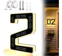 Waterproof LED Solar Lighted House Numbers for Outside, Large 4.7/6.7/9 Inch Address Numbers Signs, Modern Solar Powered Illuminated House Number Plaque for Exterior Night Visibility (2,6.7 In)