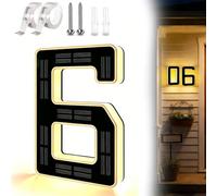 Waterproof LED Solar Lighted House Numbers for Outside, Large 4.7/6.7/9 Inch Address Numbers Signs, Modern Solar Powered Illuminated House Number Plaque for Exterior Night Visibility (6,9 In)