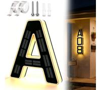 Waterproof LED Solar Lighted House Numbers for Outside, Large 4.7/6.7/9 Inch Address Numbers Signs, Modern Solar Powered Illuminated House Number Plaque for Exterior Night Visibility (A,4.7 In)