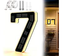 Waterproof LED Solar Lighted House Numbers for Outside, Large 4.7/6.7/9 Inch Address Numbers Signs, Modern Solar Powered Illuminated House Number Plaque for Exterior Night Visibility (7,6.7 In)