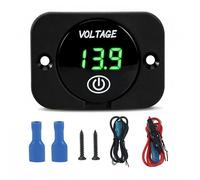 Waterproof LED Volt Meter, DC 12V 24V Battery Monitor with On/Off Switch