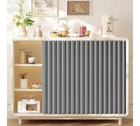 Waterproof Linen Curtain for Open ShelfSliding Kitchen Cabinet Curtain SelfAdhesive Grey Closet Drapes with160x90cm Perfect for Home Organization