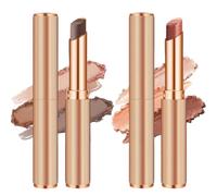 Waterproof Long Lasting Blendable Eyeshadow Stick, Lightweight Gradient Metallic Three Color Eyeshadow Stick, Portable Three Tone Eyesha/dow Gradient Sti/ck,Retractable Eyeshad/ow (2pcs 01+03)