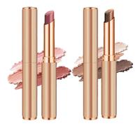 Waterproof Long Lasting Blendable Eyeshadow Stick, Lightweight Gradient Metallic Three Color Eyeshadow Stick, Portable Three Tone Eyesha/dow Gradient Sti/ck,Retractable Eyeshad/ow (2pcs 02+04)