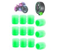 Waterproof Luminous Car Tire Valve Caps,12PCS Glow in The Dark Tire Valve Caps,Universal Waterproof Tires Lights,Safe Night Driving Accessories (Green)
