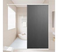Waterproof Magnetic Shower Curtain Foldable with Hooks Durable Polyester Linen Wet & Dry Separation Grey 300x200cmPerfect for Bathroom Privacy
