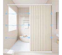 Waterproof Magnetic Shower Curtain with HooksFoldable Durable Polyester Linen Wet & Dry Separation Beige 300x200cmIdeal for Bathroom Privacy and Protection