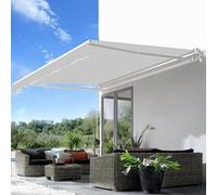 Waterproof Manual Retractable Awning Replacement Fabric, Light Gray Sunshade Canopy for Patio Doors, Fits 6.5ft to 16ft Awnings, 12x10ft Outdoor Shelter Solution