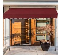 Waterproof Manual Retractable CanopyAdjustable Angle & Height Easy Crank Handle No Drilling Required Outdoor Shelter Red 79"x47" for Patios Decks and Gardens
