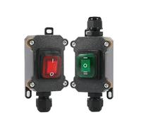 Waterproof Marine Rocker Switch with LED Outdoor Rainproof Junction Box Inline Power Cord Power Switch 12V/24V/220V IP65 IDGTTLDF(Double red 220V)