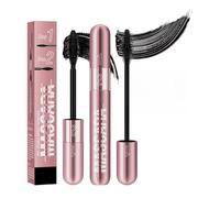 Waterproof Mascara Black, 2-in-1 Volumizing & Lengthening Mascara for Older Women & Sensitive Eyes, 4D Silk Fiber Lash Mascara Create False Lash Effect, Longer Curling, Smudge Proof, Long Lasting