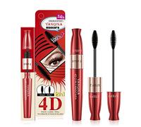 Waterproof Mascara Black 4D Silk Fiber Eyelash Mascara Longer Lash Thick Long Lasting Waterproof Smudge-Proof Eyelashes Extra Long Volume Extension