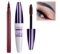 Waterproof Mascara & Eyeliner Set,Silk Fiber Waterproof Mascara & Precise Felt Tip Eyeliner Se/t,Masca/ra and Eyel/iner Se/t,Colored Liquid Masc/ara Volume,Tubing Masc/ara Volume and Length