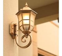 Waterproof Matte IP23 Black/Bronze Wall Sconce 7.1in Glass Outdoor Lantern for Front Porch Garage Patio Doorway House Wall Lights Retro Outdoor Wall Mount Lamp Fixture (Brass)