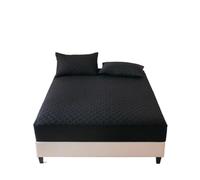 Waterproof Mattress Cover Waterproof Fitted Bed Sheet with Elastic Band Quilted Mattress Protector Cover for Single Double King Queen Size Bedsheet for Breathable Bed(Black,180x200x30cm)
