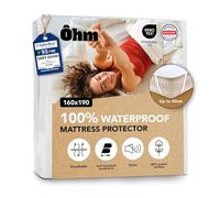 Waterproof Mattress Protector | 160x190 cm | Hypoallergenic & Absorbent Cotton | 4 Corner Straps | Noise-free | Anti-Dust Mite | Fits up to 40 cm Deep | OEKO-TEX Certified | Ôhm