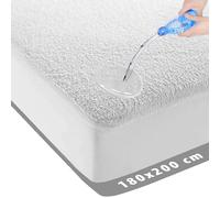 Waterproof Mattress Protector 180x200cm - Molton Fitted Sheet Terry - Antibacterial - Around Elastic - White - Waterproof Mattress Protector Incontinence Mattress Protector - 180cm x 200cm