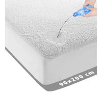 Waterproof Mattress Protector 90x200cm - Molton Fitted Sheet Terry - Antibacterial - Around Elastic - White - Waterproof Mattress Protector Incontinence Mattress Protector - 90cm x 200cm