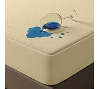 Waterproof Mattress Protector, Double 135 x 190 cm, Fits 40cm Deep (Beige)