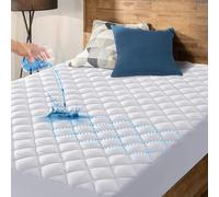 Waterproof Mattress Protector Double Bed, Quilted Microfiber Mattress Protector with TPU Backing, Breathable Noiseless Deep Fitted 30cm, Soft Hypoallergenic Mattress Cover (2x King)
