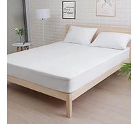 Waterproof Mattress Protector Mattress Cover Microfiber Bed Sheet Polyester Dust Proof Washable Solid Color Fitted Sheet (White,Emperor (200x200cm))