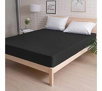 Waterproof Mattress Protector Mattress Cover Microfiber Bed Sheet Polyester Dust Proof Washable Solid Color Fitted Sheet (Black,Emperor (200x200cm))