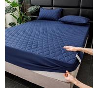 Waterproof Mattress Protector Queen King Size Soft Breathable Fitted Sheet with Elastic Band Mattress Pad Cover with Deep Pocket of 10In Bed Cover Machine Washable,blueB,90 * 200cmTWIN