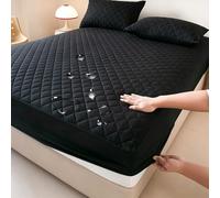 Waterproof Mattress Protector,Quilting queen fitted sheet only with Deep Pocket Full-Wrap Elastic,Soft Dirt-Proof Mattress Coverfor Adults & Dorm Living Machine Washable(Black,200x220cm)