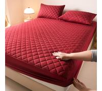 Waterproof Mattress Protector,Quilting queen fitted sheet only with Deep Pocket Full-Wrap Elastic,Soft Dirt-Proof Mattress Coverfor Adults & Dorm Living Machine Washable(Rot,150x200cm)