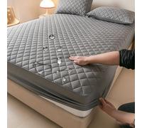 Waterproof Mattress Protector,Quilting queen fitted sheet only with Deep Pocket Full-Wrap Elastic,Soft Dirt-Proof Mattress Coverfor Adults & Dorm Living Machine Washable(Dark Gray,180x220cm)