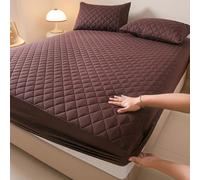 Waterproof Mattress Protector,Quilting queen fitted sheet only with Deep Pocket Full-Wrap Elastic,Soft Dirt-Proof Mattress Coverfor Adults & Dorm Living Machine Washable(Brown,90x190cm)