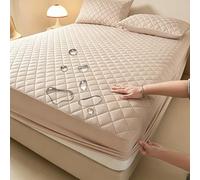 Waterproof Mattress Protector,Quilting queen fitted sheet only with Deep Pocket Full-Wrap Elastic,Soft Dirt-Proof Mattress Coverfor Adults & Dorm Living Machine Washable(Apricot,180x200cm)